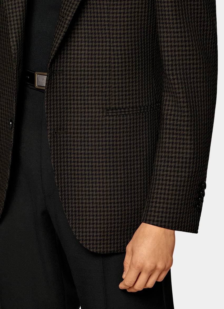Green Houndstooth Relaxed Fit Roma Blazer