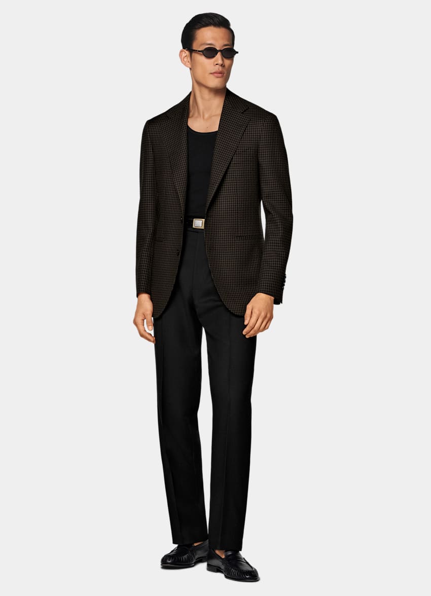 Green Houndstooth Relaxed Fit Roma Blazer