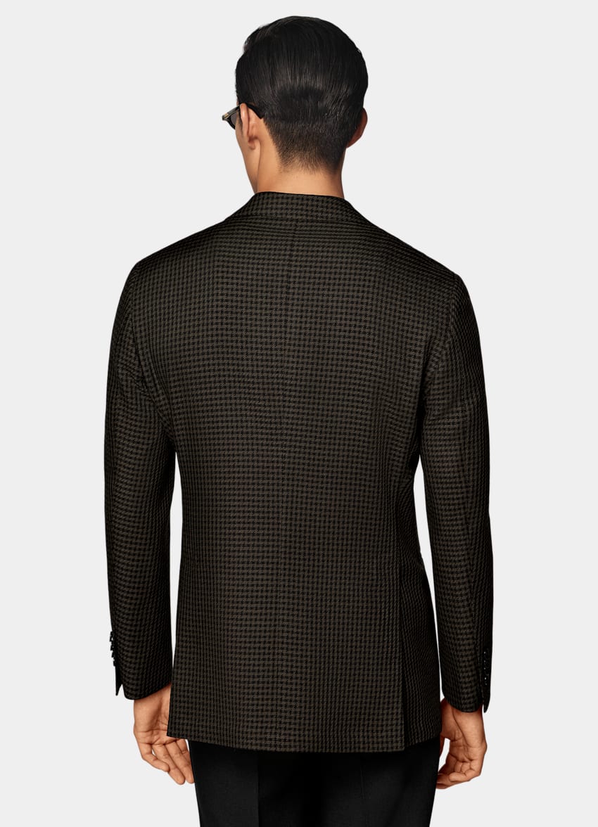 Green Houndstooth Relaxed Fit Roma Blazer