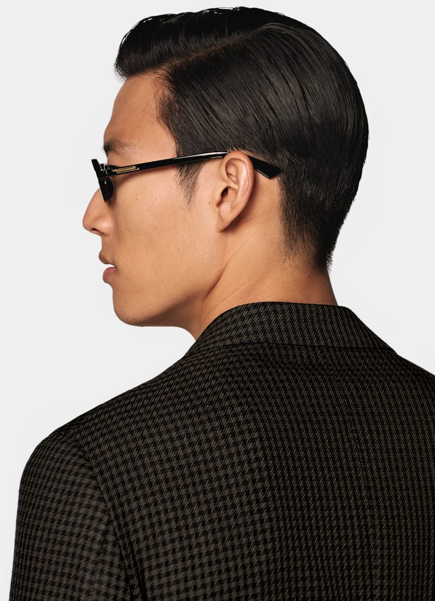 Green Houndstooth Relaxed Fit Roma Blazer