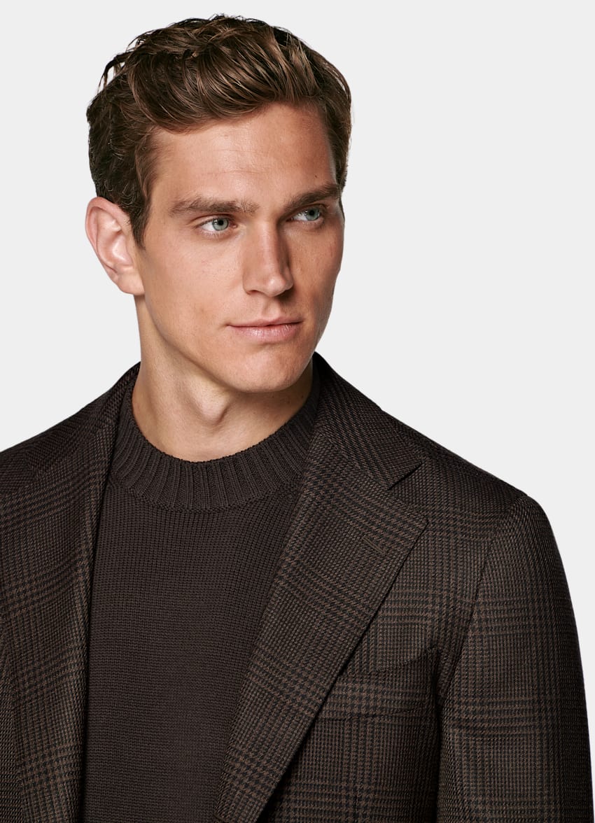 Brown Checked Tailored Fit Havana Blazer