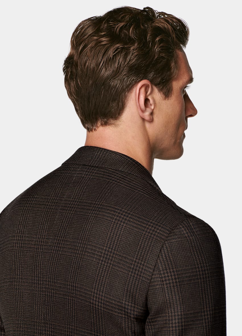 Brown Checked Tailored Fit Havana Blazer