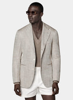 Taupe Herringbone Relaxed Fit Roma Blazer