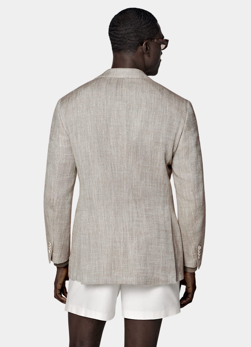 Taupe Herringbone Relaxed Fit Roma Blazer
