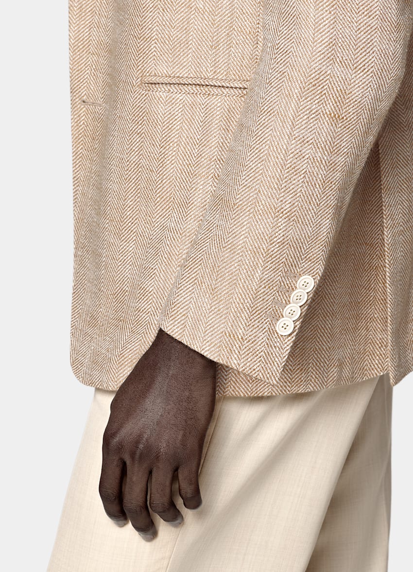 Light Brown Herringbone Relaxed Fit Roma Blazer