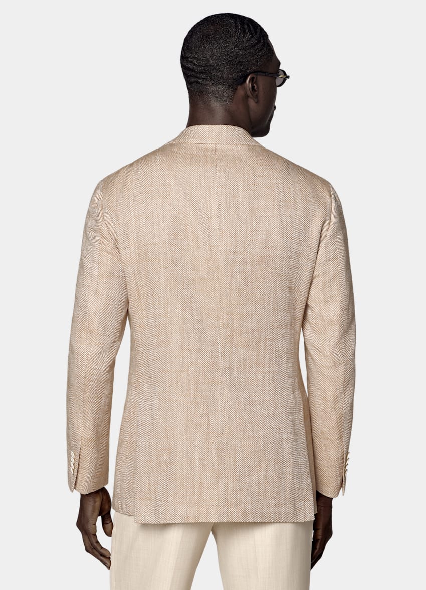 Light Brown Herringbone Relaxed Fit Roma Blazer