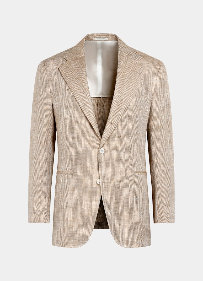 Light Brown Herringbone Relaxed Fit Roma Blazer