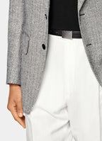 Black Herringbone Tailored Fit Milano Blazer