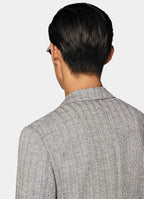 Black Herringbone Tailored Fit Milano Blazer