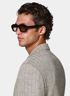 Mid Brown Herringbone Relaxed Fit Brera Blazer