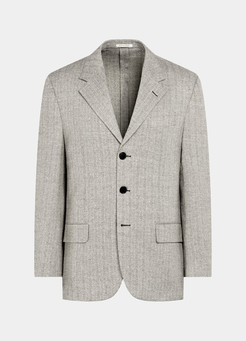 Mid Brown Herringbone Relaxed Fit Brera Blazer