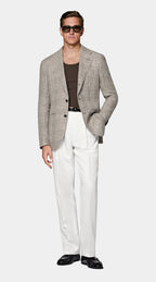 Mid Brown Checked Relaxed Fit Roma Blazer
