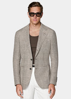 Mid Brown Checked Relaxed Fit Roma Blazer