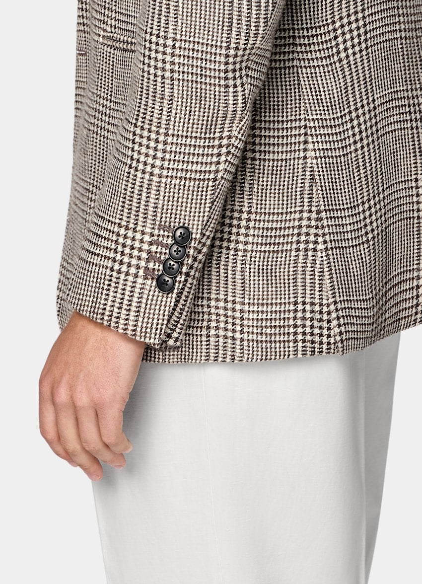 Mid Brown Checked Relaxed Fit Roma Blazer