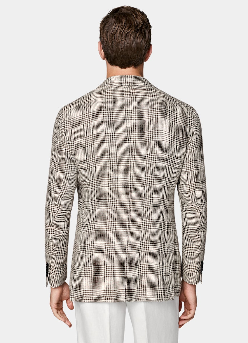 Mid Brown Checked Relaxed Fit Roma Blazer