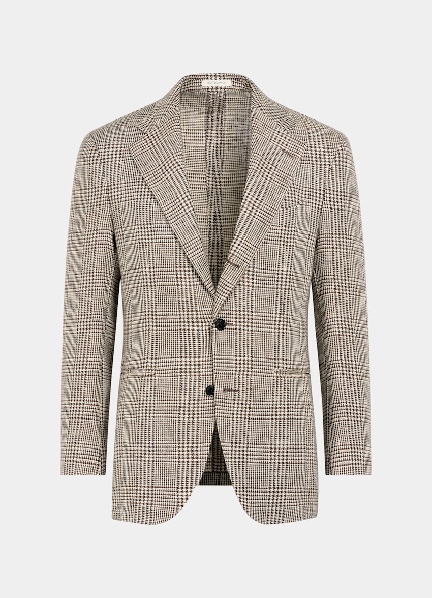 Mid Brown Checked Relaxed Fit Roma Blazer