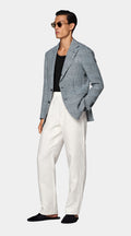 Light Blue Checked Relaxed Fit Roma Blazer