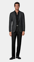 Dark Grey Tailored Fit Havana Suit Jacket