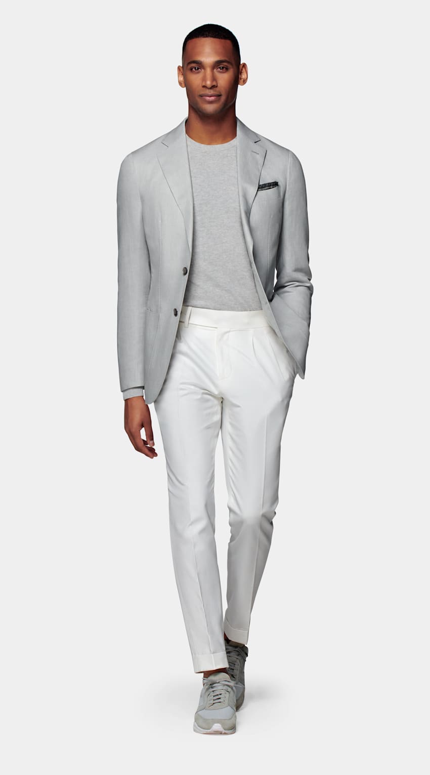 Light Grey Tailored Fit Havana Suit Jacket