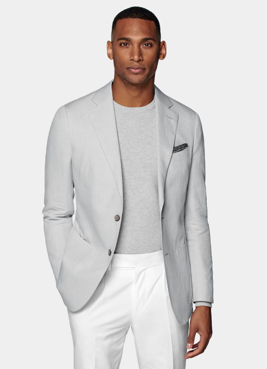 Light Grey Tailored Fit Havana Suit Jacket
