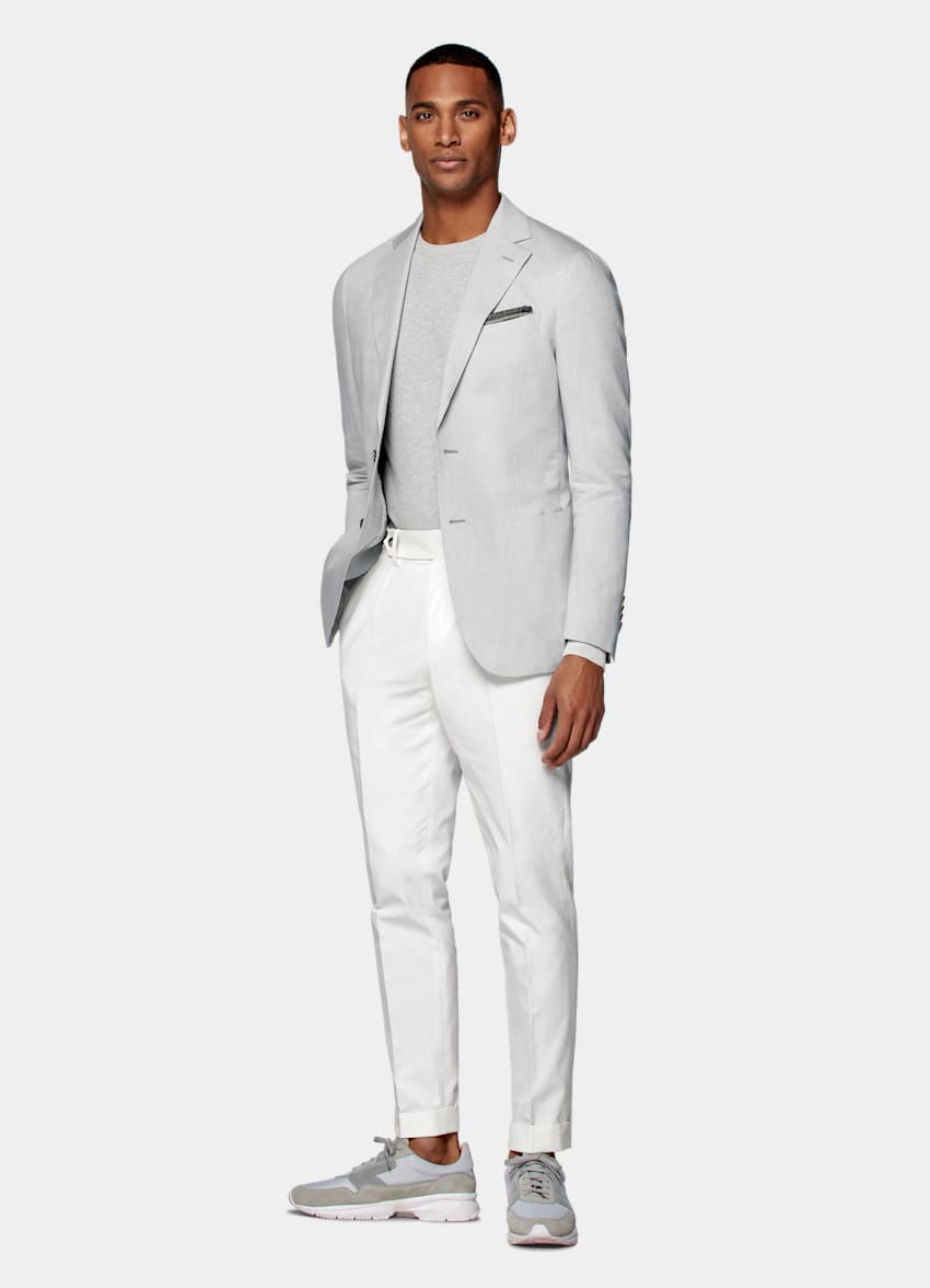 Light Grey Tailored Fit Havana Suit Jacket