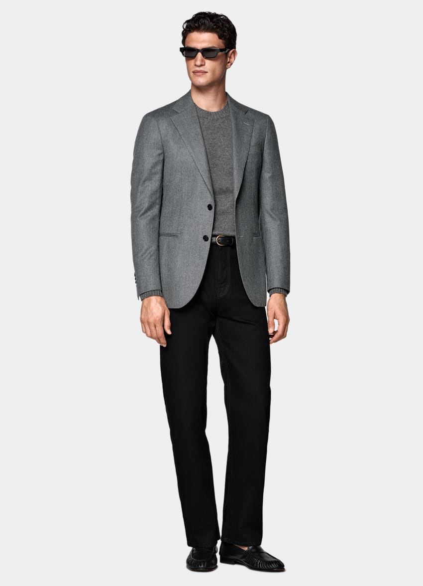 Mid Grey Tailored Fit Havana Suit Jacket