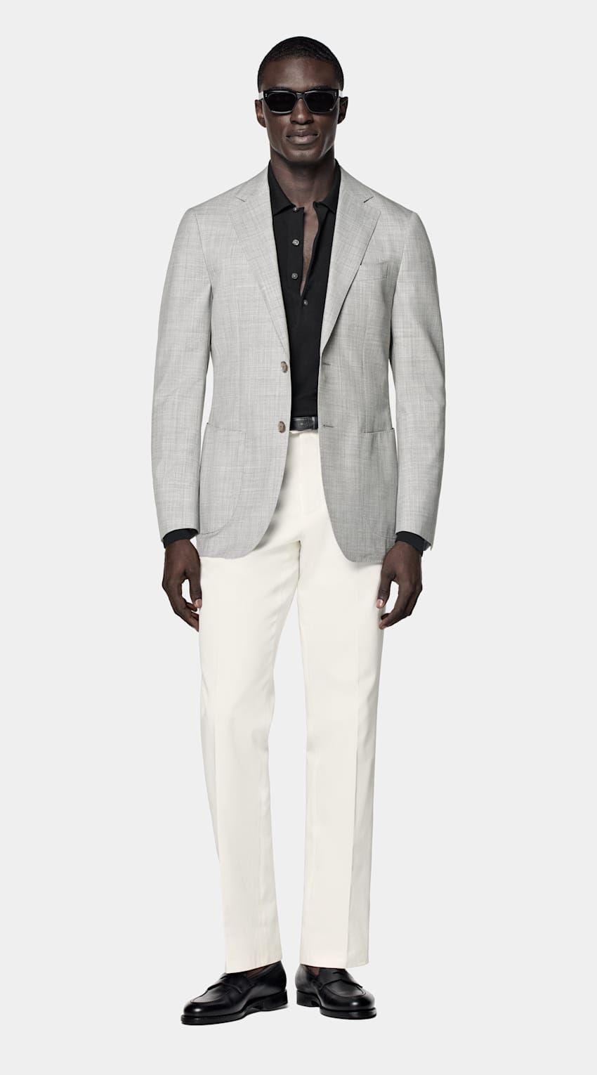 Light Grey Perennial Tailored Fit Havana Suit Jacket