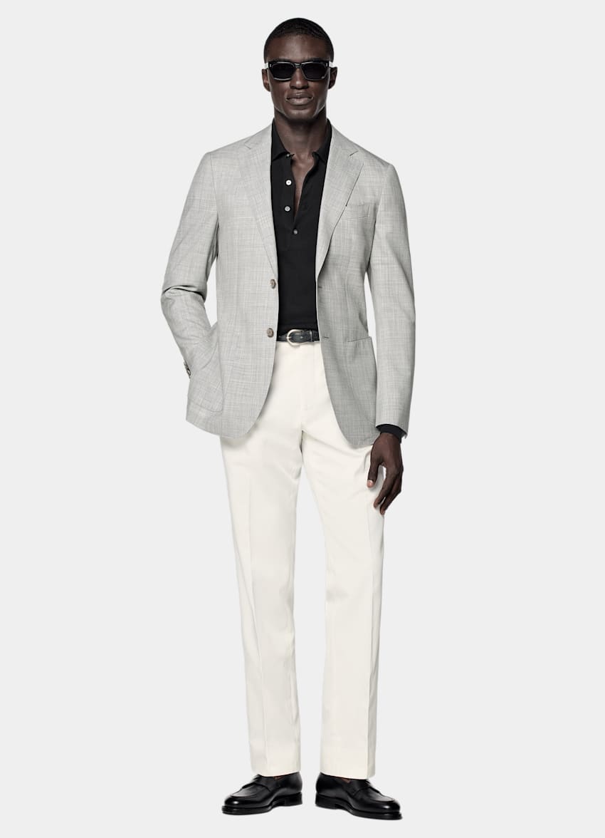Light Grey Perennial Tailored Fit Havana Suit Jacket