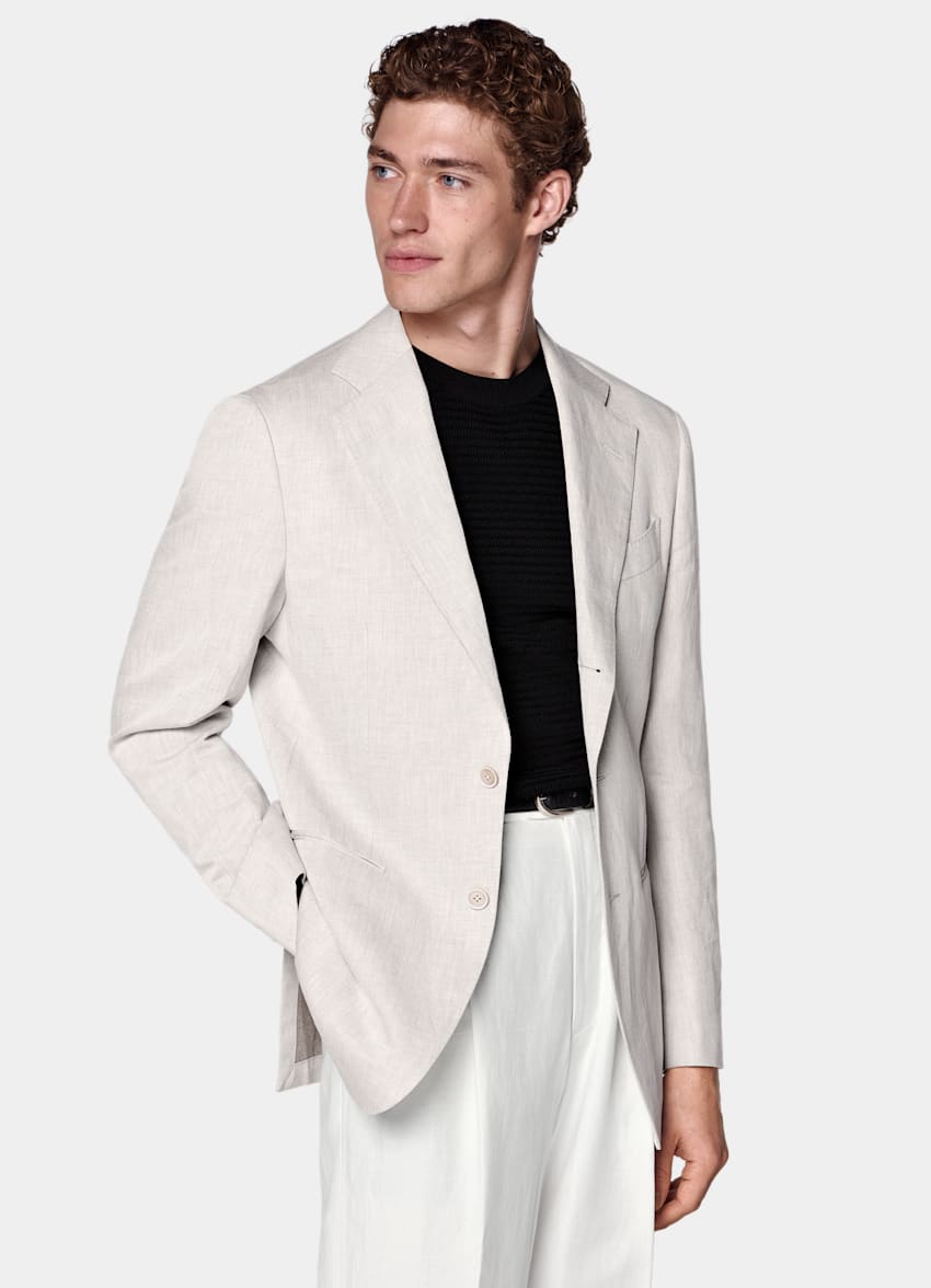 Light Taupe Tailored Fit Havana Suit Jacket
