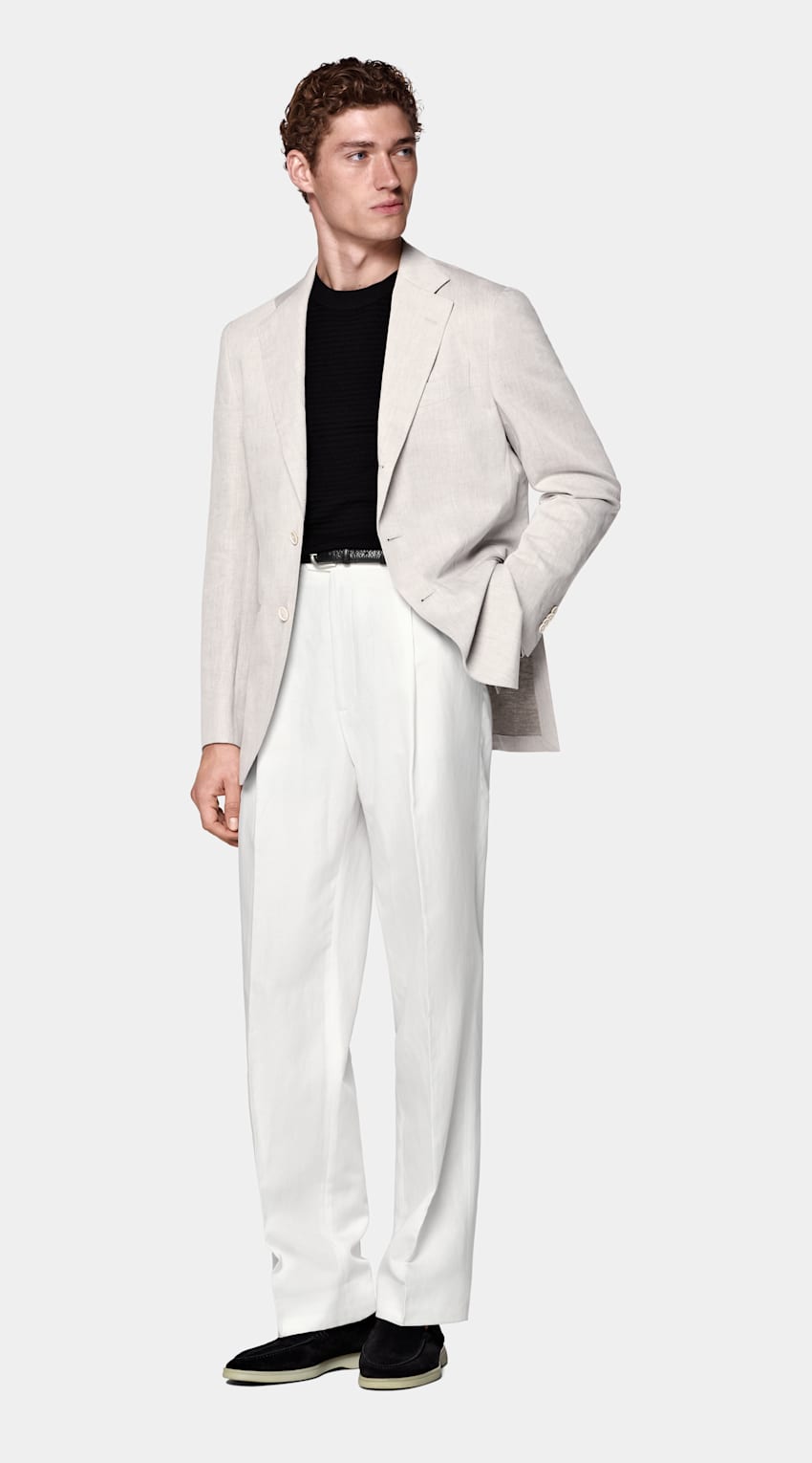 Light Taupe Tailored Fit Havana Suit Jacket