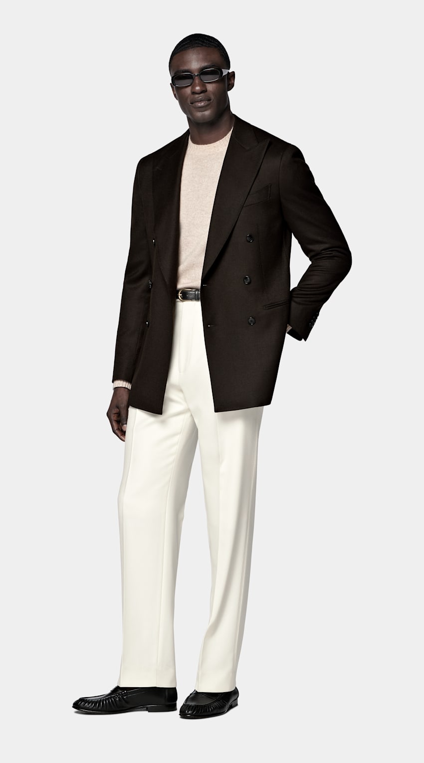 Dark Brown Tailored Fit Havana Suit Jacket