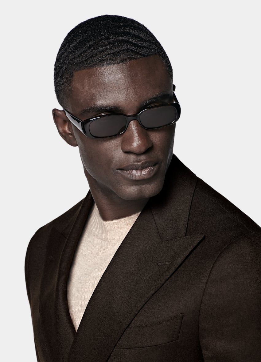 Dark Brown Tailored Fit Havana Suit Jacket