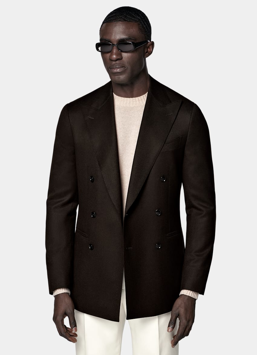 Dark Brown Tailored Fit Havana Suit Jacket