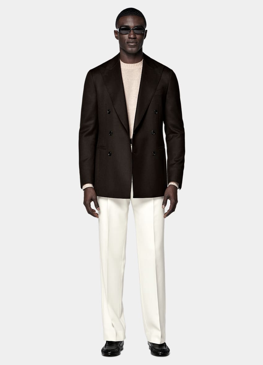 Dark Brown Tailored Fit Havana Suit Jacket
