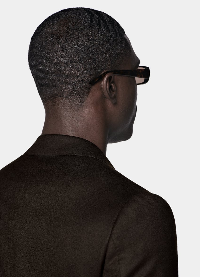 Dark Brown Tailored Fit Havana Suit Jacket