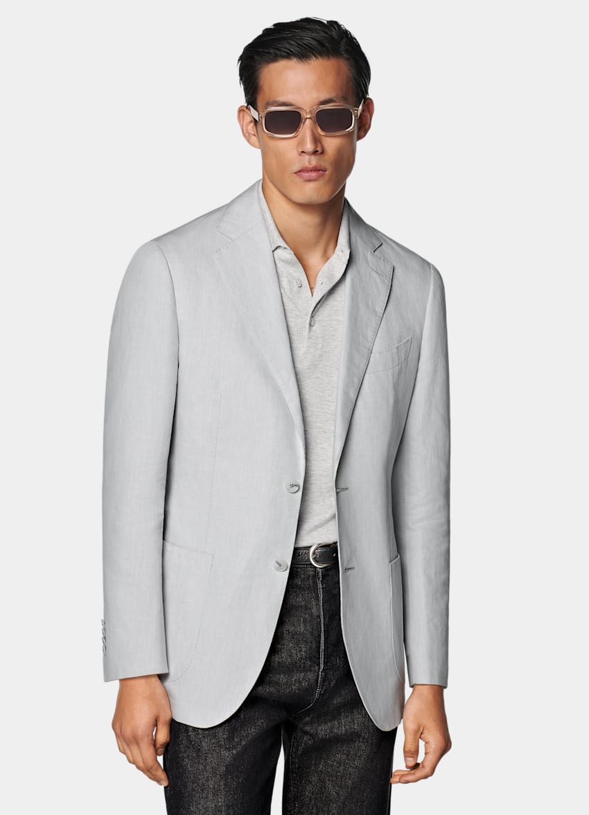 Light Grey Tailored Fit Havana Suit Jacket
