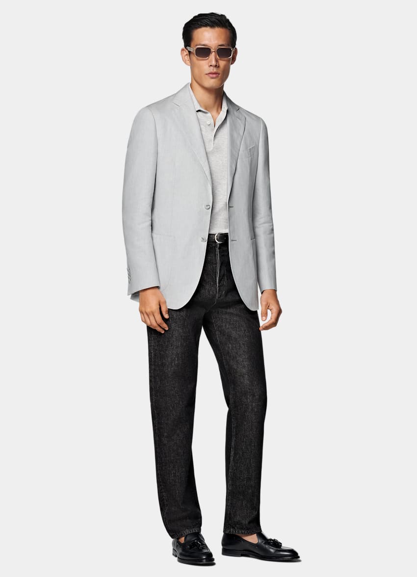 Light Grey Tailored Fit Havana Suit Jacket