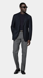 Navy Bird's Eye Tailored Fit Havana Suit Jacket