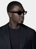 Navy Bird's Eye Tailored Fit Havana Suit Jacket