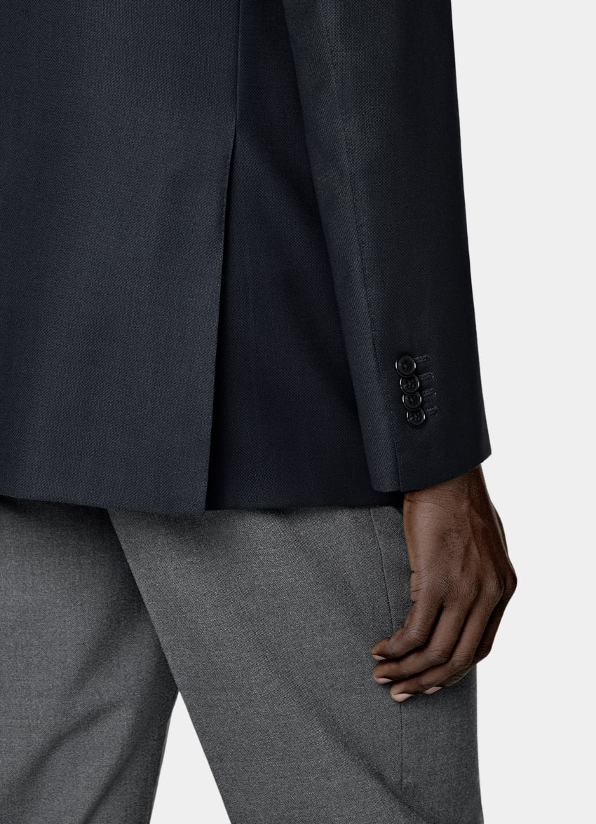 Navy Bird's Eye Tailored Fit Havana Suit Jacket
