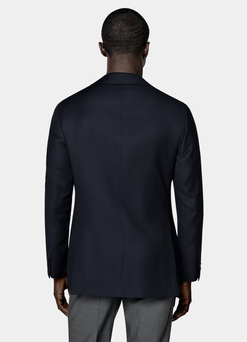 Navy Bird's Eye Tailored Fit Havana Suit Jacket