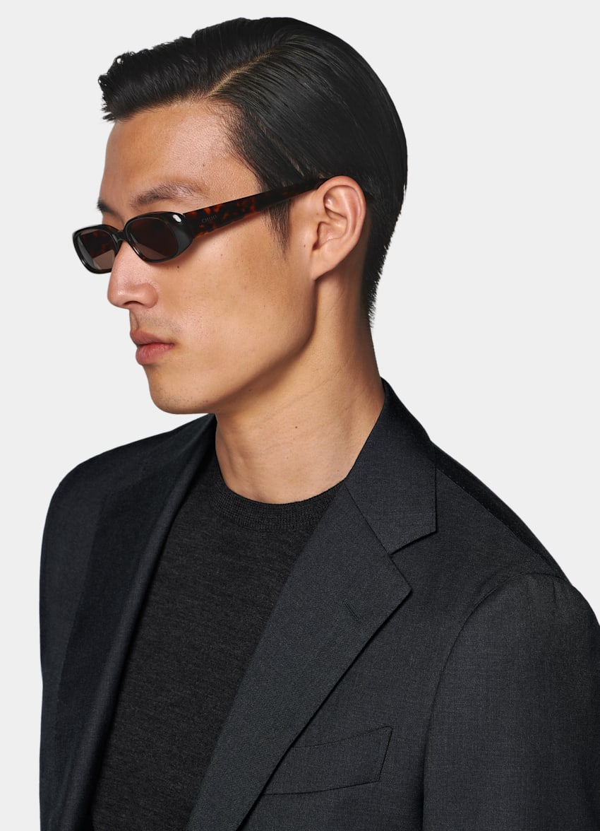 Dark Grey Perennial Tailored Fit Havana Suit Jacket