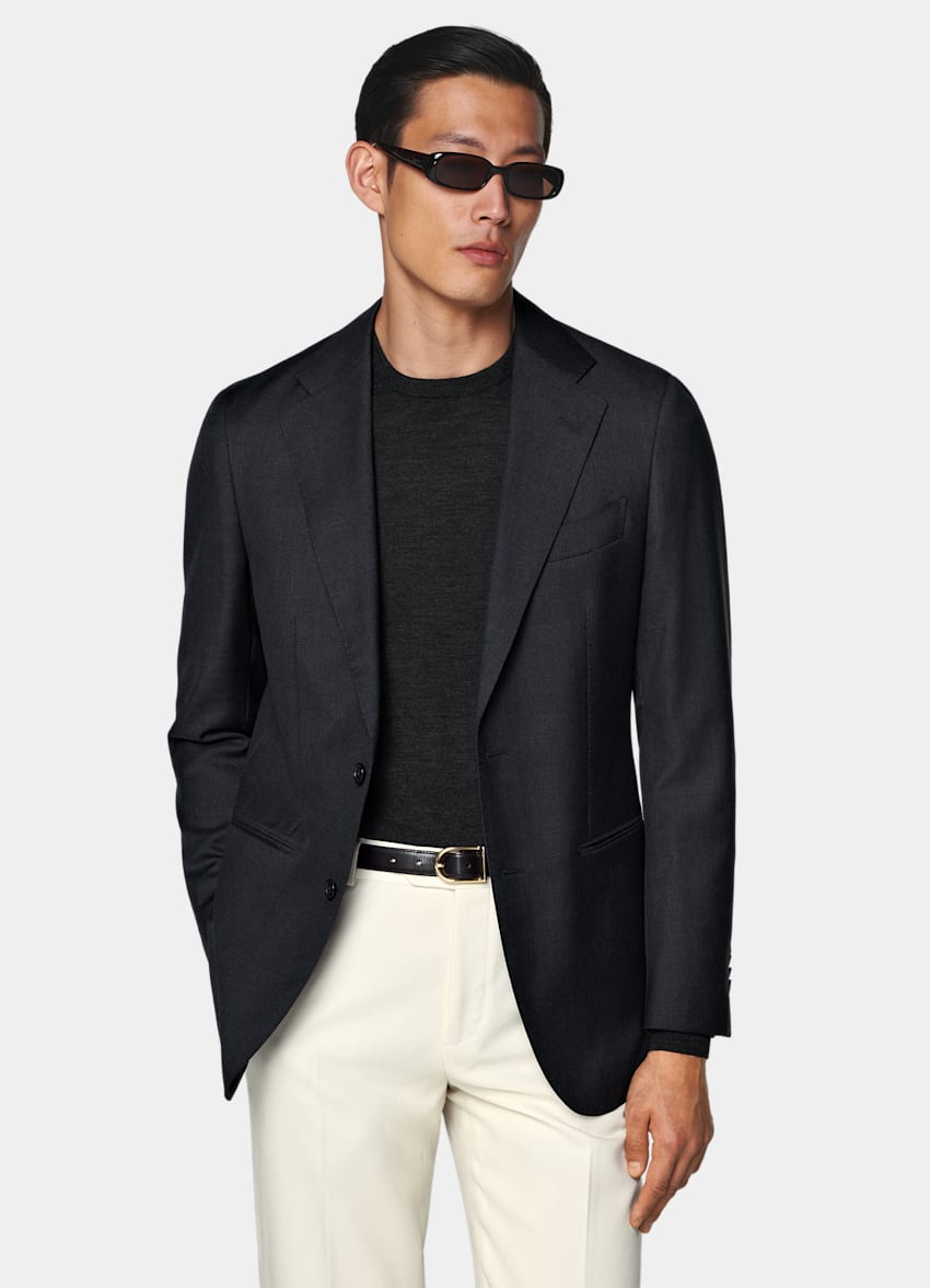 Dark Grey Perennial Tailored Fit Havana Suit Jacket