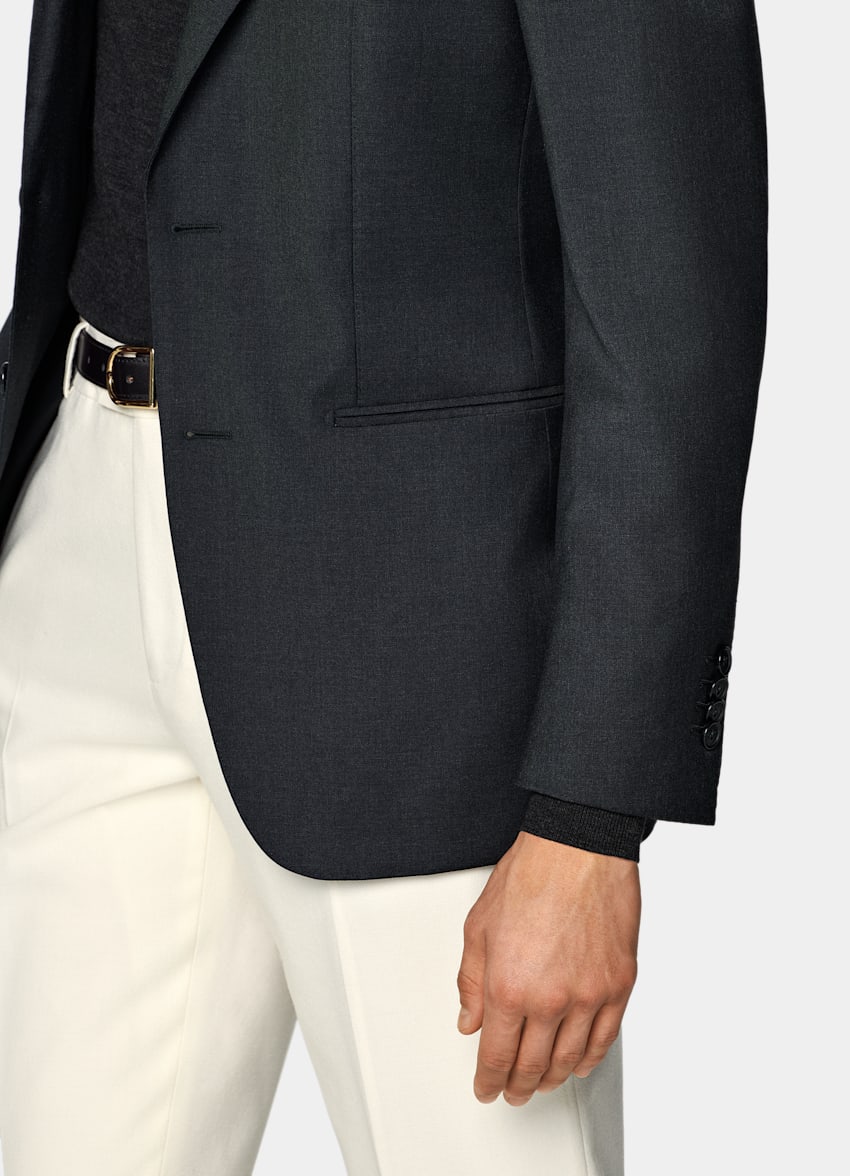 Dark Grey Perennial Tailored Fit Havana Suit Jacket
