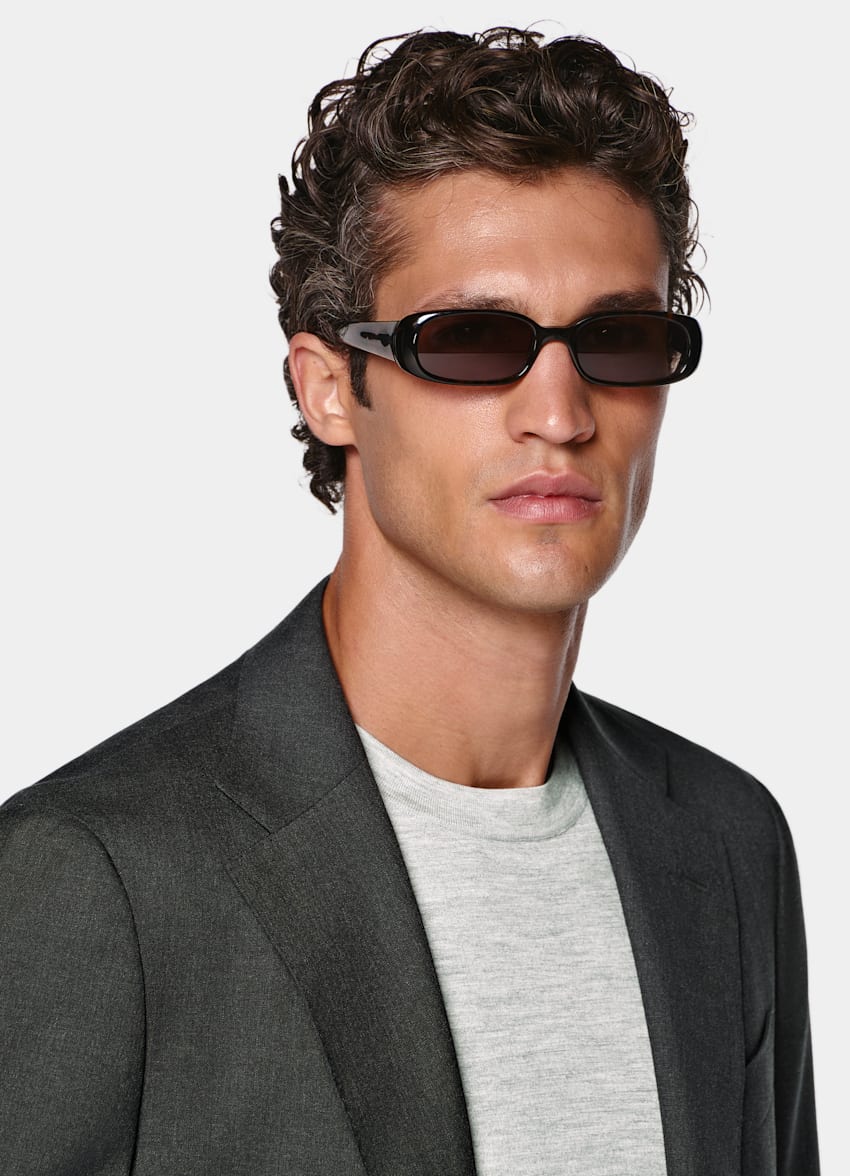 Dark Grey Tailored Fit Havana Suit Jacket