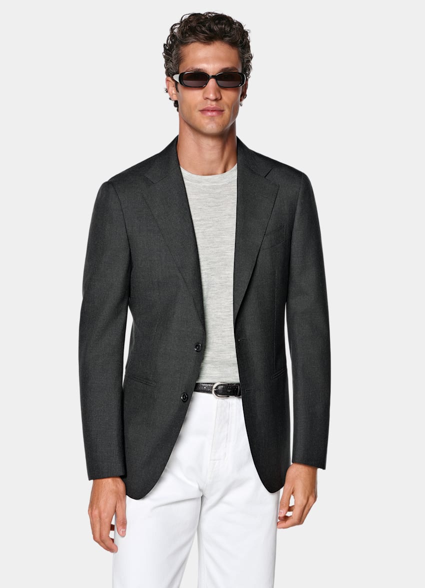 Dark Grey Tailored Fit Havana Suit Jacket