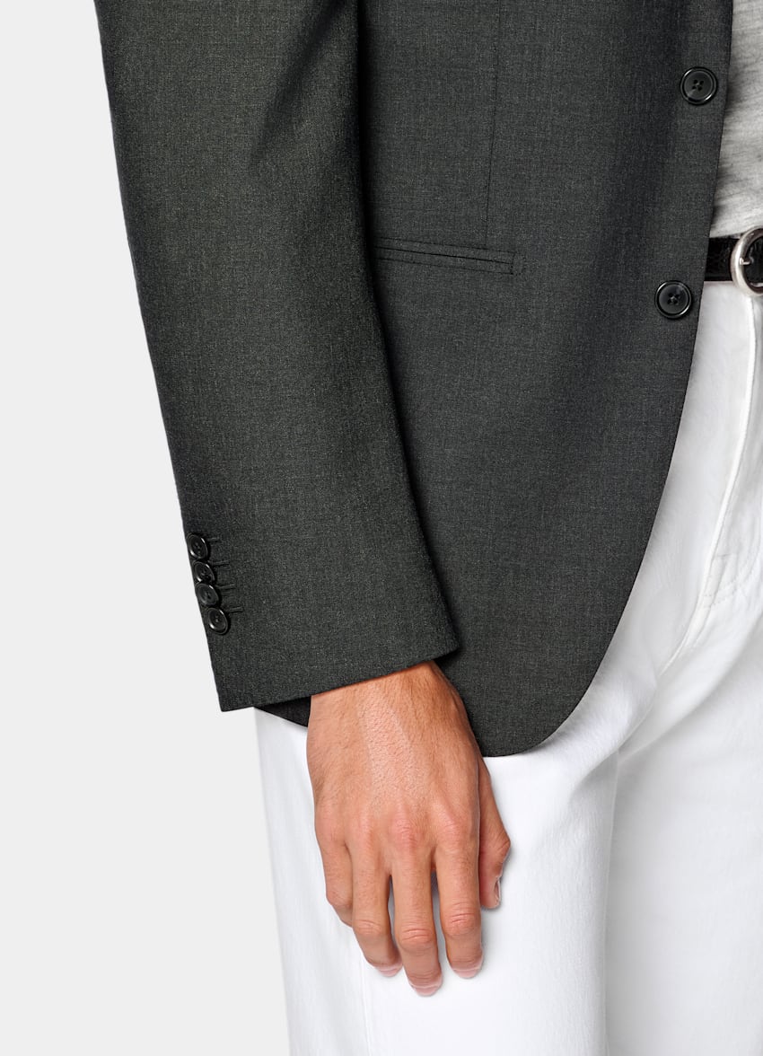 Dark Grey Tailored Fit Havana Suit Jacket