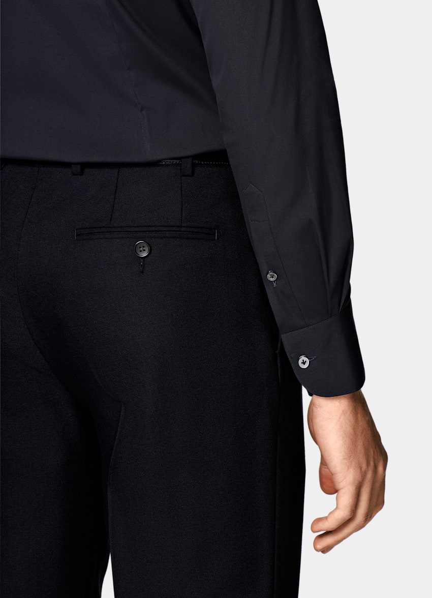 Navy Widespread Collar Shirt