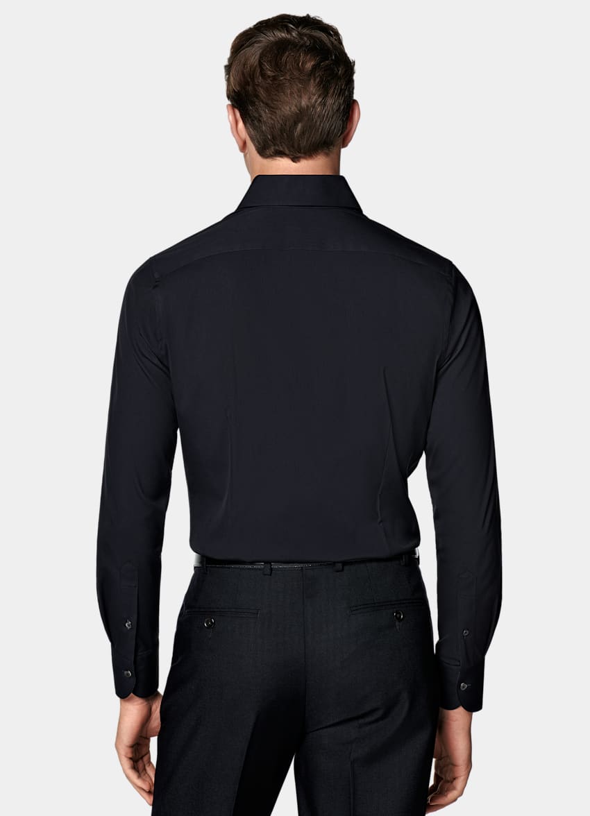 Navy Widespread Collar Shirt