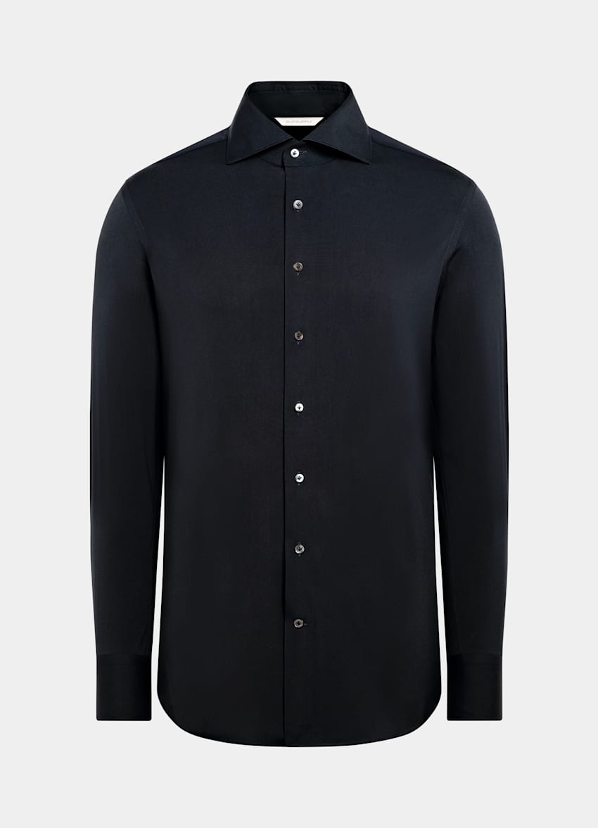 Navy Widespread Collar Shirt